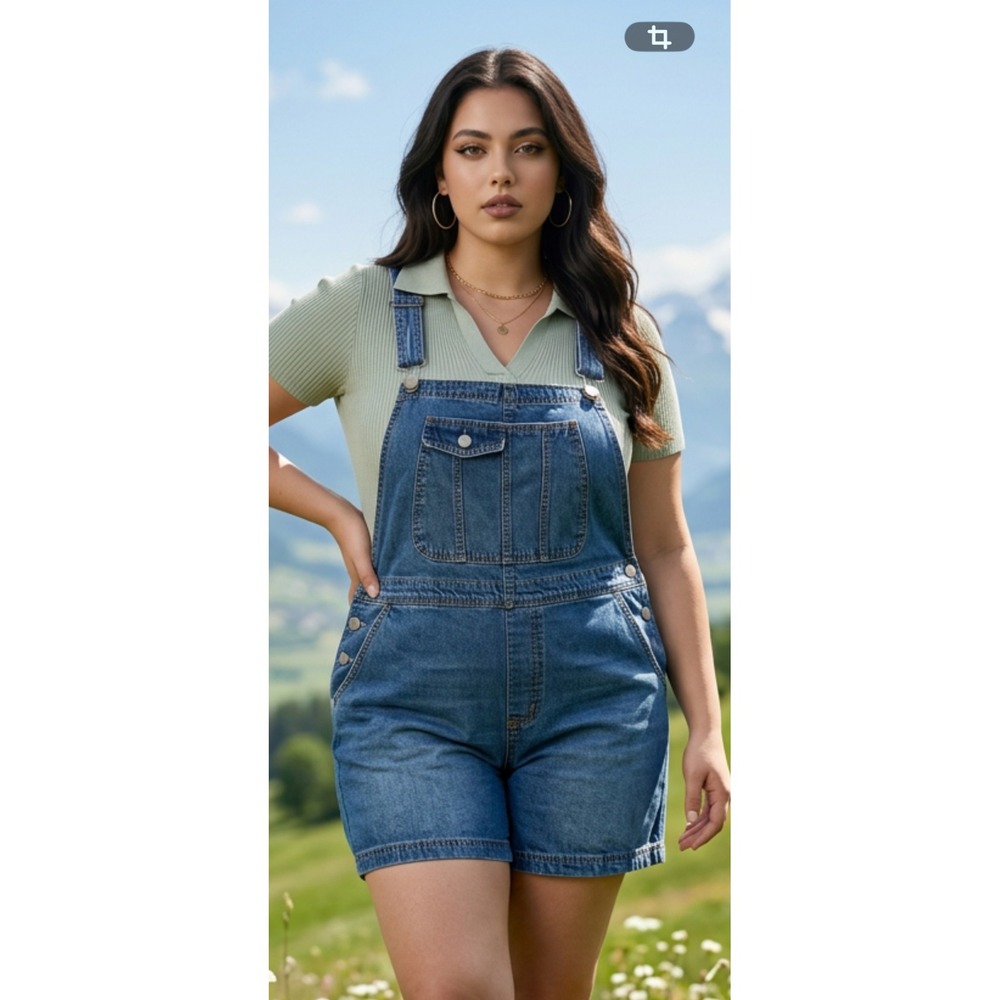 No Boundaries Denim Shortalls Medium Wash Cotton Overalls Plus Size XXXL 23